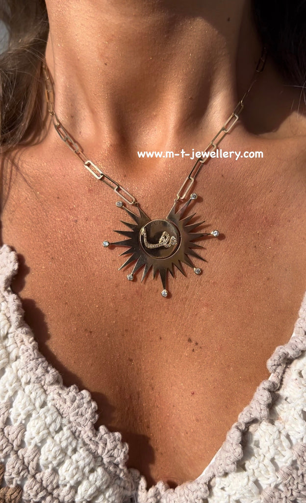DOUBLE SIDE TWO NAMES SUN NECKLACE
