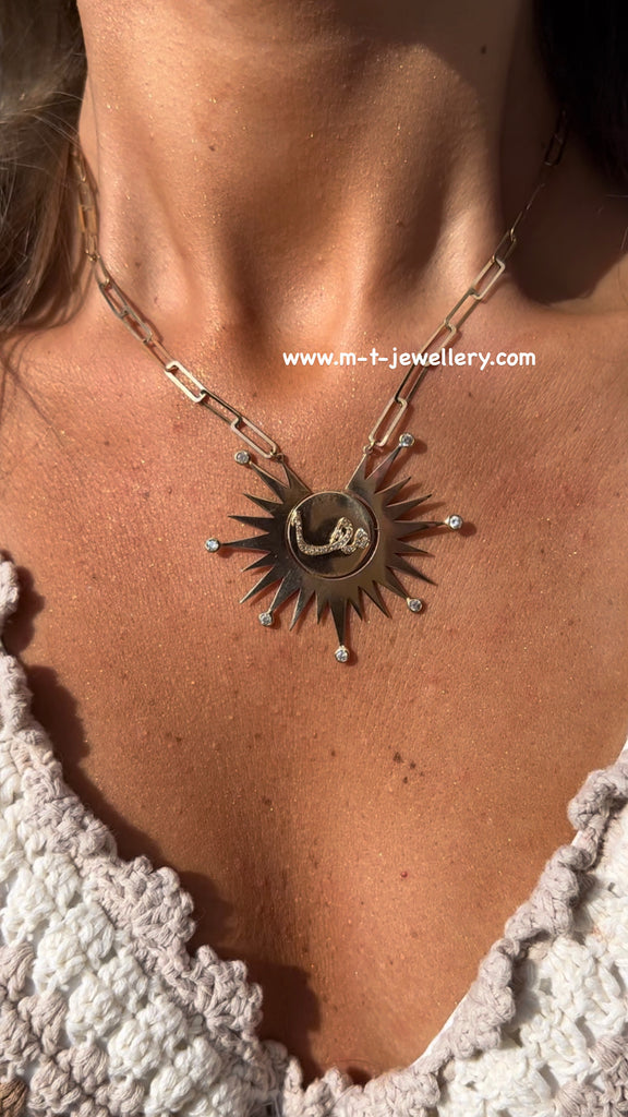 DOUBLE SIDE TWO NAMES SUN NECKLACE