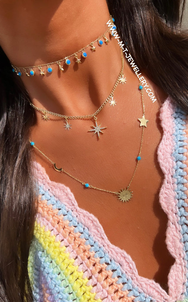 Sun Moon Star Pendant Stitching Necklace Friendship Necklace - Temu United  Arab Emirates