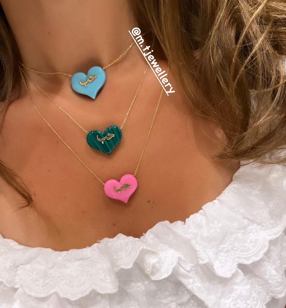 PINK HEART حب NECKLACE