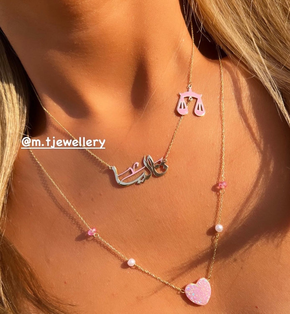 PINK HEART OPAL NECKLACE