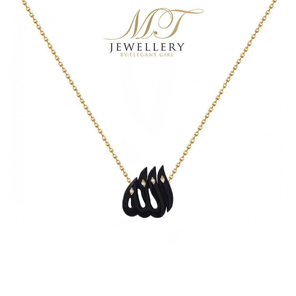 BLACK ALLAH NECKLACE WITH DIAMONDS