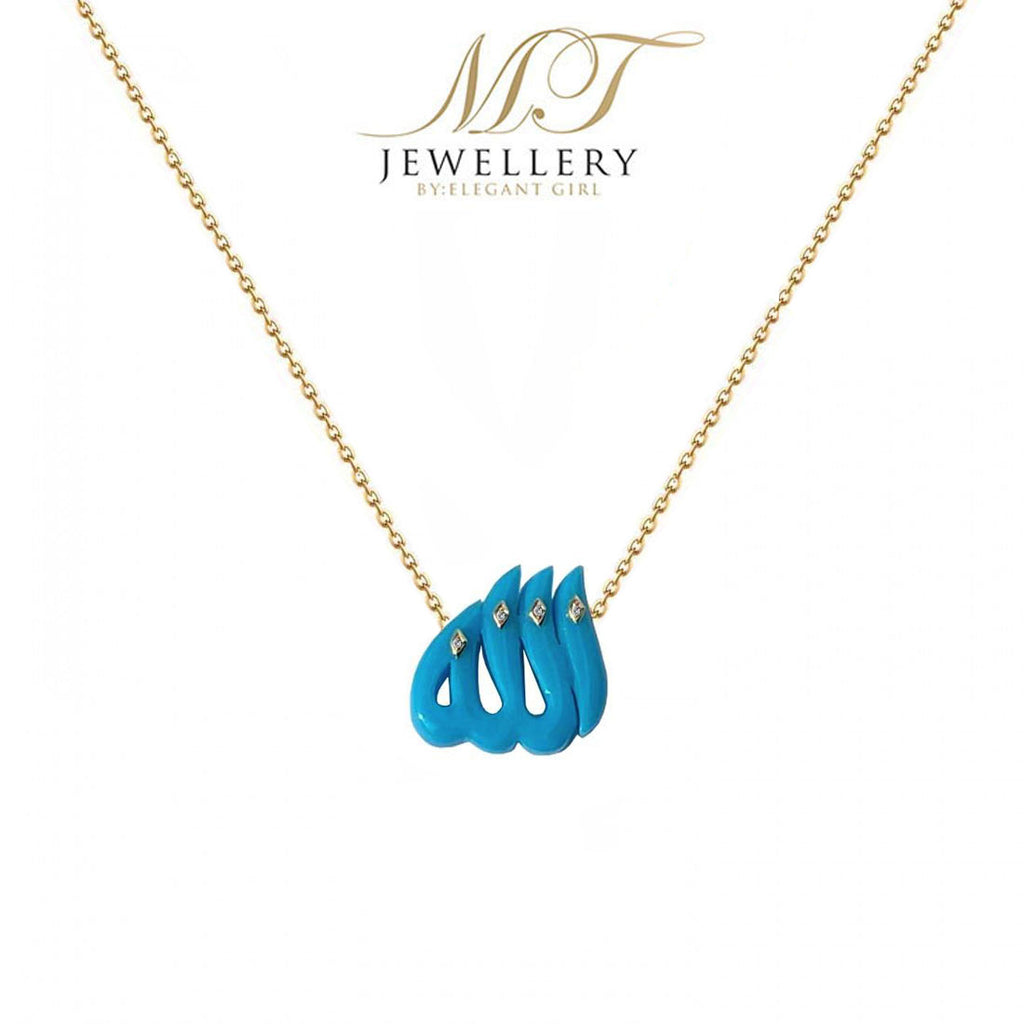 BLUE ALLAH NECKLACE WITH DIAMONDS