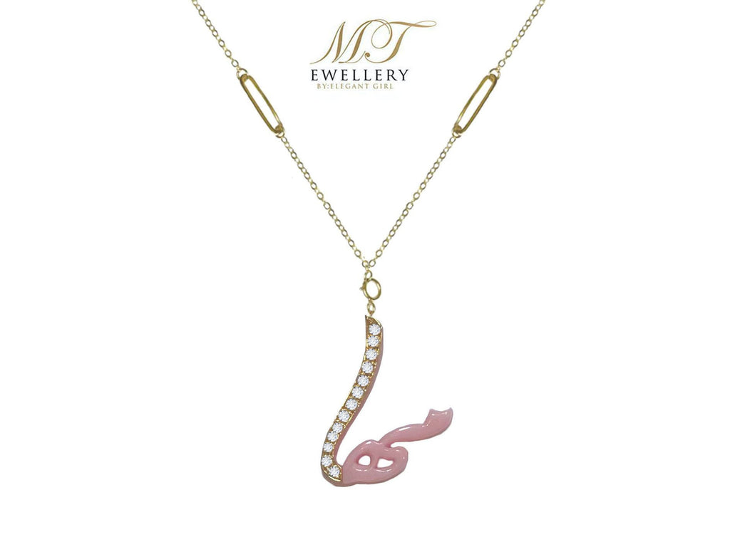 STANDARD NECKLACE IN 18 K GOLD WITH PINK NAME