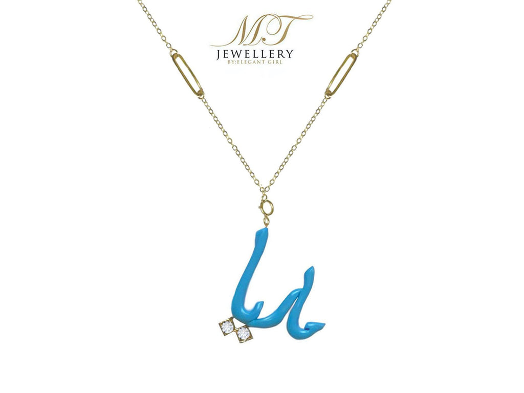 STANDARD NECKLACE IN 18 K GOLD WITH BLUE NAME
