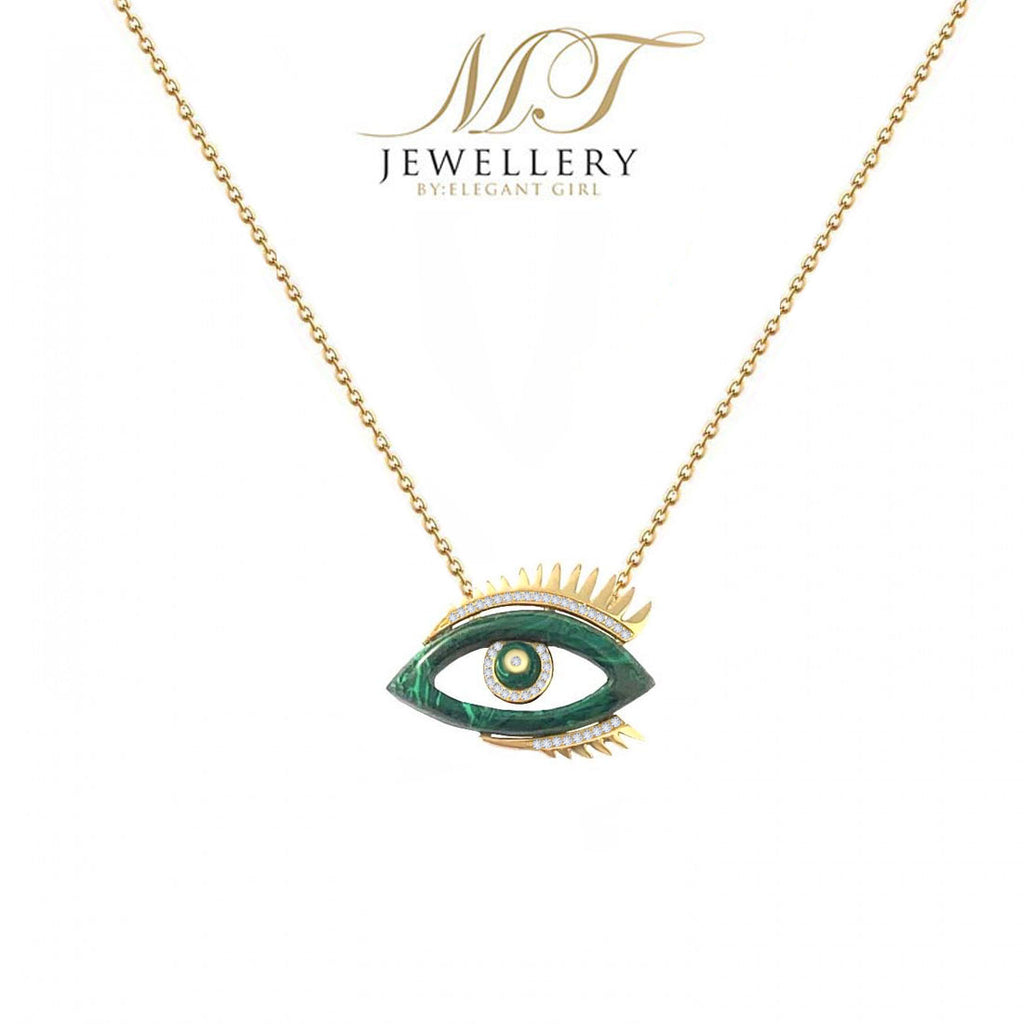 GREEN EYE NECKLACE WITH DIAMONDS