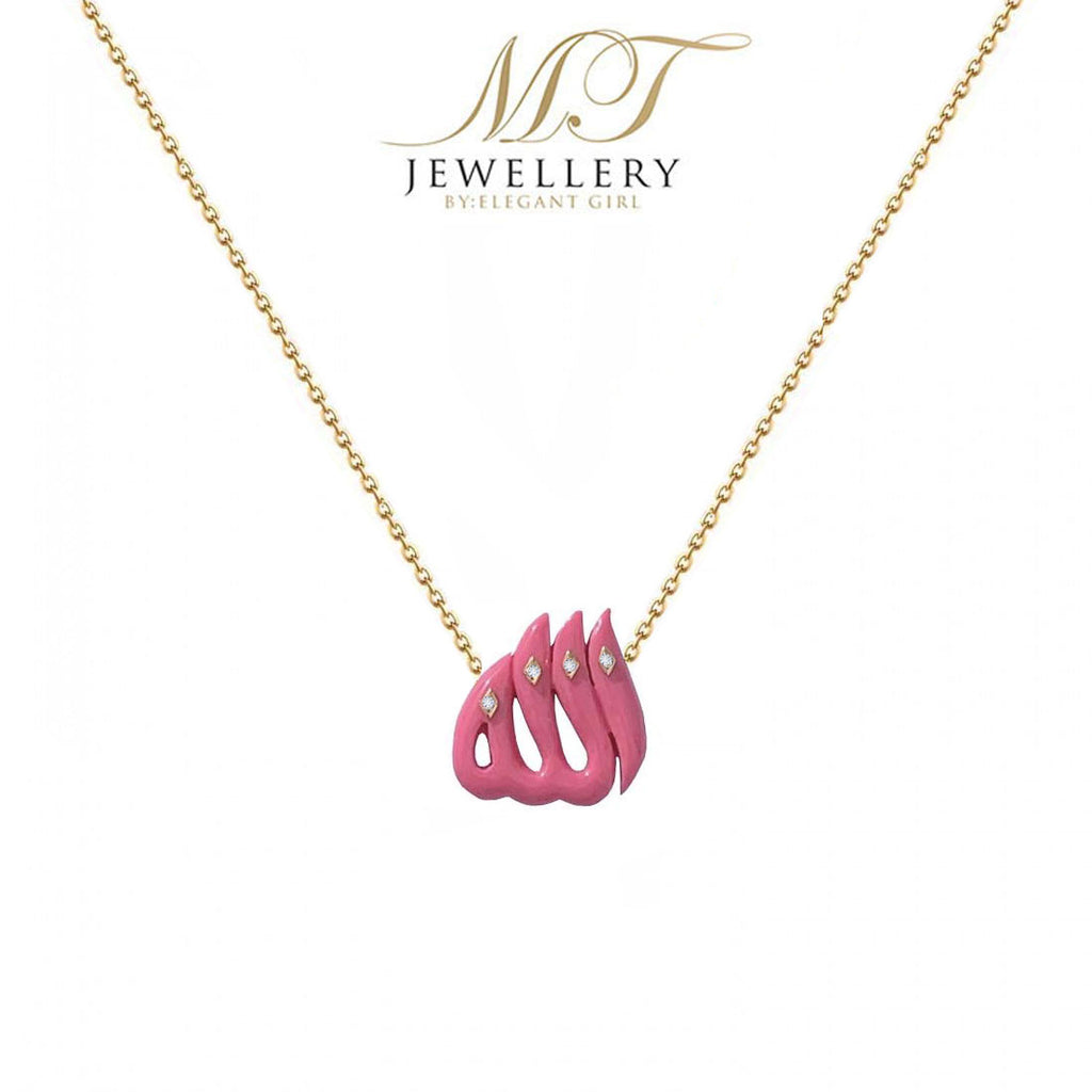PINK ALLAH NECKLACE WITH DIAMONDS