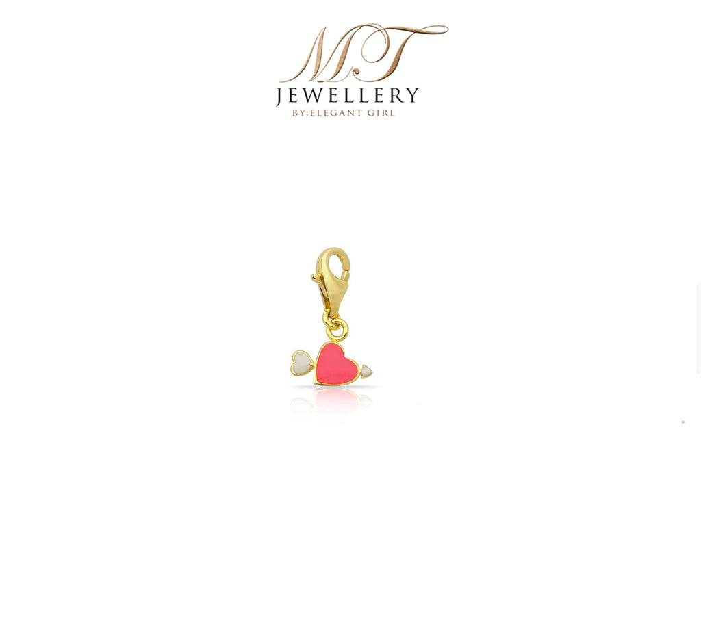 PINK HEART LOVE CHARM IN 18 K GOLD