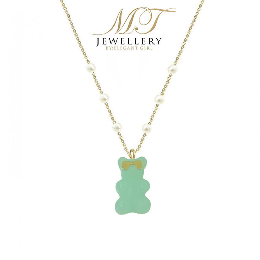 TIFFANY SUNGLASSES GUMMY BEAR CHARM WITH PEARL NECKLACE IN 18 K GOLD