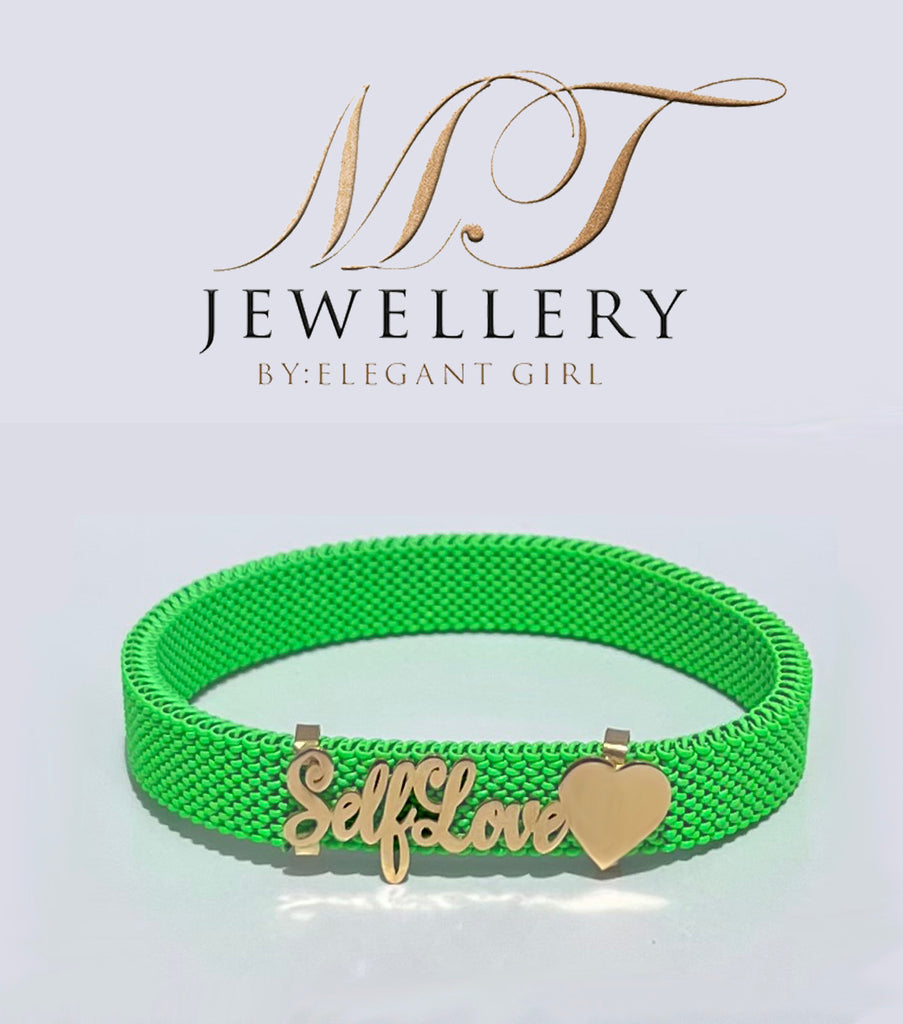 NEON GREEN ADJUSTABLE  BRACELET WITH YOUR LETTER